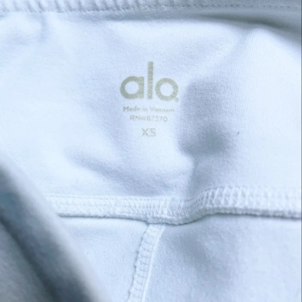 Alo Moto Leggings White Athletic Yoga Pants Stretch Mesh Panels Women’s Size XS